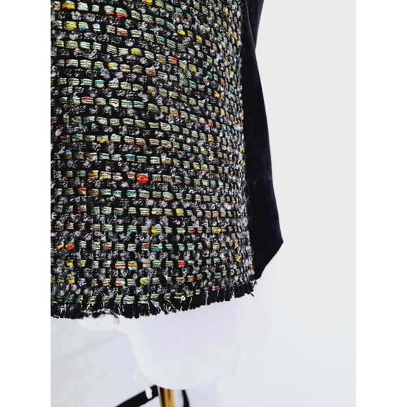 Zara Tweed Metallic Camisole Cami Crop top S small Raw Hem Black - Picture 4 of 7